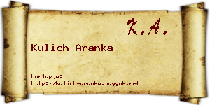 Kulich Aranka névjegykártya
